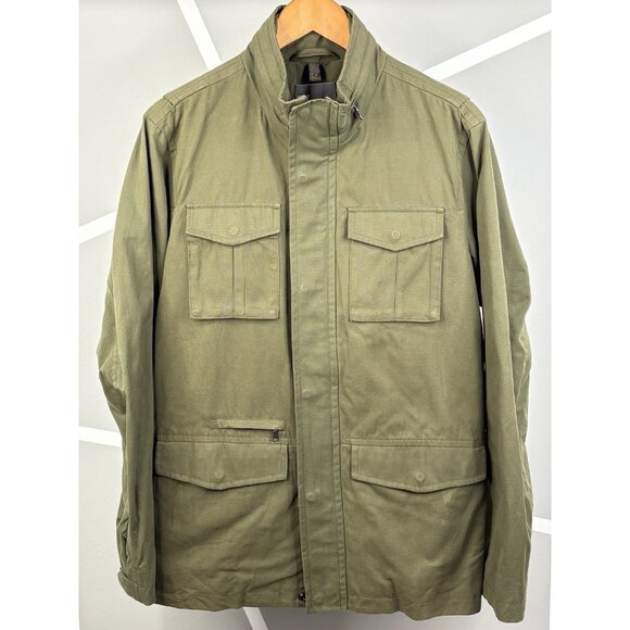 Vince Military Field Jacket Men’s M Green Utility Full Zip Snap Hood Canvas - Picture 1 of 16